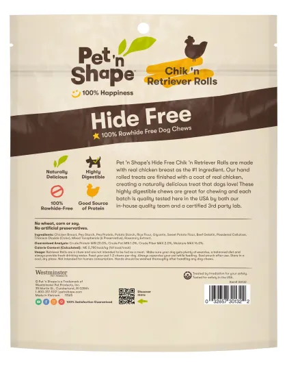 Pet 'N Shape Chik 'N Retriever Roll Hide-Free Dog Treat 1ea/7 oz, 4 ct