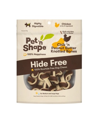 Pet 'N Shape Chik'n Peanut Butter Knotted Bones Hide-Free Dog Treat 1ea/10 ct