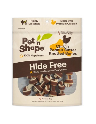 Pet 'N Shape Chik'n Peanut Butter Knotted Bones Hide-Free Dog Treat 1ea/20 ct
