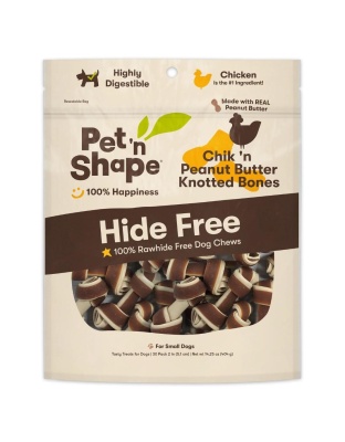Pet 'N Shape Chik'n Peanut Butter Knotted Bones Hide-Free Dog Treat 1ea/30 ct