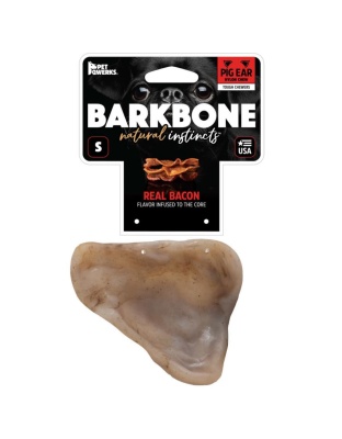 Pet Qwerks Barkbone Natural Instincts Nylon Pig Ear Dog Chew Toy Bacon 1ea/SM