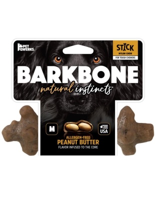 Pet Qwerks Barkbone Natural Instincts Nylon Stick Dog Chew Toy Peanut Butter 1ea/MD