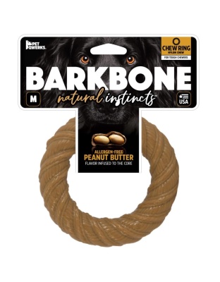 Pet Qwerks Barkbone Natural Instincts Nylon Chew Ring Dog Toy Peanut Butter 1ea/MD