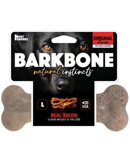 Pet Qwerks Barkbone Natural Instincts Original Nylon Dog Chew Bacon 1ea/LG