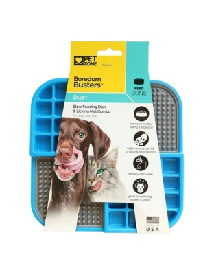 Pet Zone Boredom Busterz Duo Slow Feeder/Licking Mat Blue/Gray
