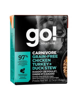 Go! Dog Carnivore Grain Free Stew Chicken, Turkey & Duck 12.5oz. (Case of 12)