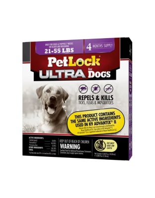 Petlock Ultra Flea & Tick Control for Dogs 21-55 Lb-4 Pk