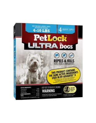Petlock Ultra Flea & Tick Control for Dogs 5-10 Lb-4 Pk
