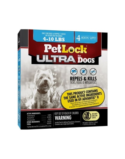 Petlock Ultra Flea & Tick Control for Dogs 5-10 Lb-4 Pk