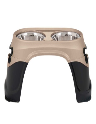 Petmate Easy Reach Diner Feeder Black/Pearl/Tan 1ea/MD, 8 in