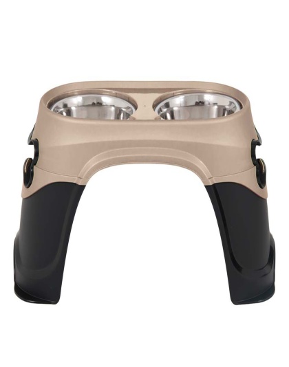 Petmate Easy Reach Diner Feeder Black/Pearl/Tan 1ea/MD, 8 in