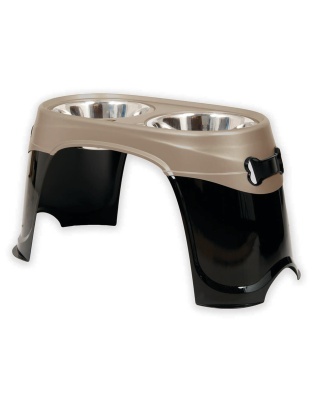 Petmate Easy Reach Diner Feeder Black/Pearl/Tan 1ea/XL, 14.5 in