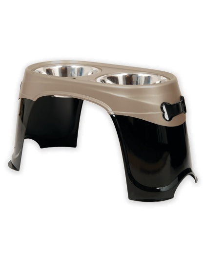 Petmate Easy Reach Diner Feeder Black/Pearl/Tan 1ea/XL, 14.5 in