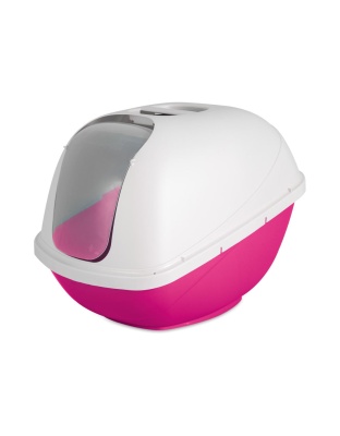 Petmate Basic Hooded Cat Litter Box Hot Pink Base/Pearl White Hood 1ea/LG