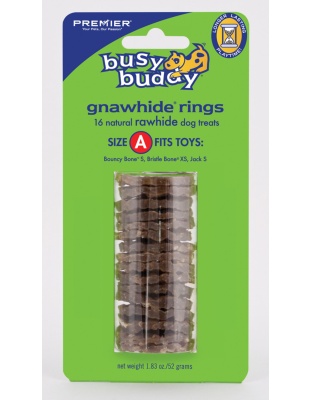 Busy Buddy Gnawhide Ring Refills Original Rawhide 1ea/1.83 oz, 16 ct, SM