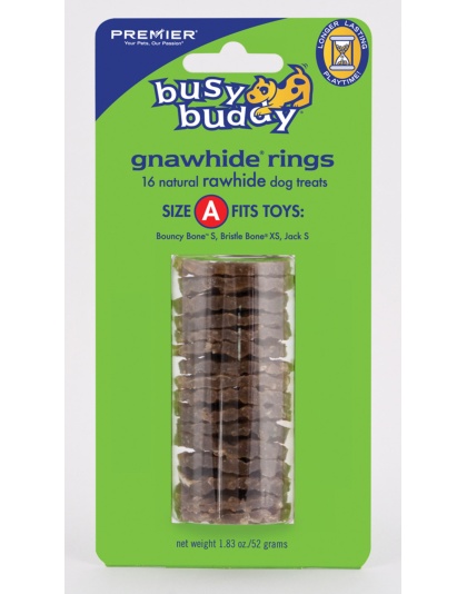 Busy Buddy Gnawhide Ring Refills Original Rawhide 1ea/1.83 oz, 16 ct, SM