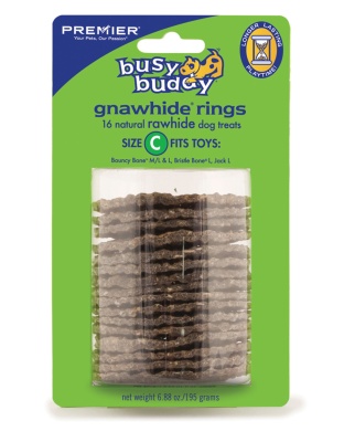 Busy Buddy Gnawhide Ring Refills Original Rawhide 1ea/6.88 oz, 16 ct, LG