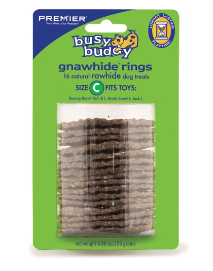 Busy Buddy Gnawhide Ring Refills Original Rawhide 1ea/6.88 oz, 16 ct, LG