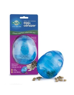 PetSafe Funkitty Egg-Cersizer Treat Dispenser Cat Toy Blue 1ea