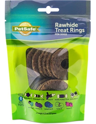 Busy Buddy Natural Rawhide Rings Peanut Butter 1ea/MD, Size B