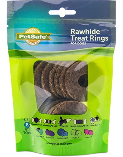 Busy Buddy Natural Rawhide Rings Peanut Butter 1ea/MD, Size B