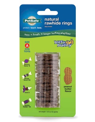 Busy Buddy Natural Rawhide Rings Peanut Butter 1ea/SM, Size A
