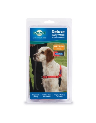 PetSafe Deluxe Easy Walk Steel Dog Harness Black/Rose 1ea/MD