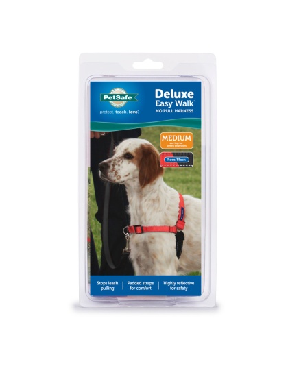 PetSafe Deluxe Easy Walk Steel Dog Harness Black/Rose 1ea/MD