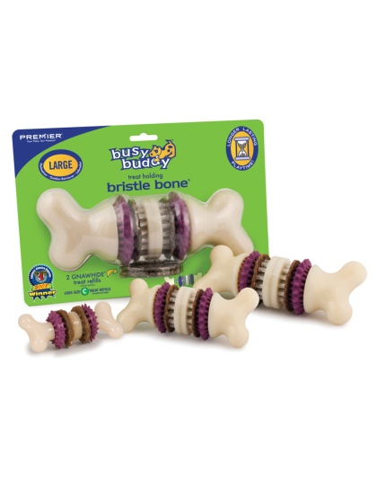 Busy Buddy Bristle Bone Chew Toy Multi-Color 1ea/LG