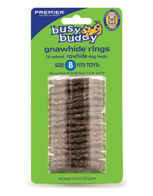 Busy Buddy Gnawhide Ring Refills Original Rawhide 1ea/4.23 oz, 16 ct, MD