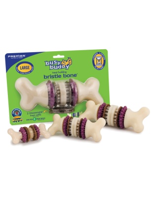 Busy Buddy Bristle Bone Chew Toy Multi-Color 1ea/MD