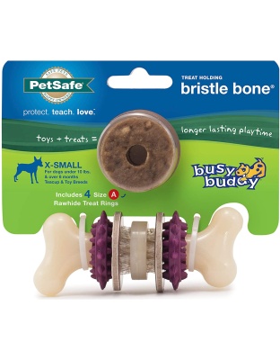 Busy Buddy Bristle Bone Chew Toy Multi-Color 1ea/XS