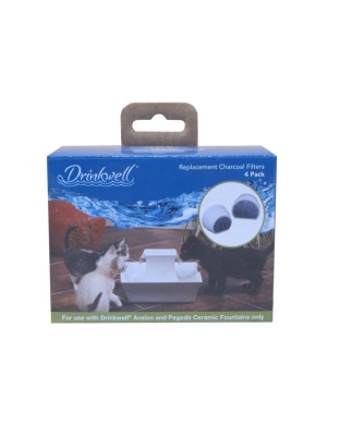 Drinkwell Single Cell Charcoal Replacement Filters for Avalon & Pagoda Ceramic Fountains White 1ea/4 pk