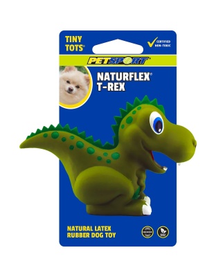 Petsport USA NaturFlex Dinosaur Latex Dog Toy T-Rex, 4ea/4 in, Tiny Tot