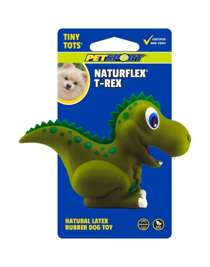 Petsport USA NaturFlex Dinosaur Latex Dog Toy T-Rex, 4ea/4 in, Tiny Tot