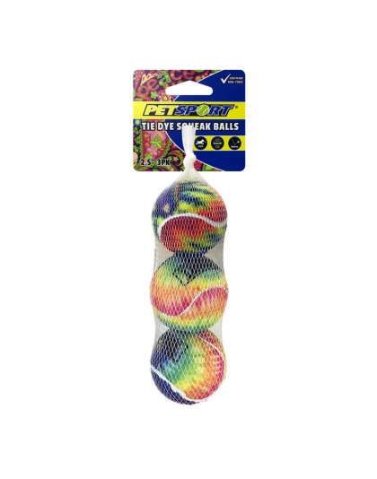 Petsport USA Tie Dye Squeak Ball Dog Toy 1ea/2.5 in, 3 pk