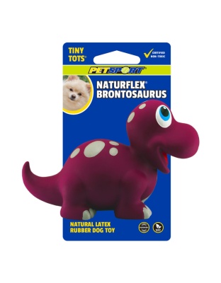 Petsport USA NaturFlex Dinosaur Latex Dog Toy Brontosaurus, 4ea/4 in, Tiny Tot