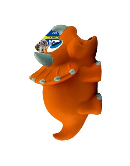Petsport USA NaturFlex Dinosaur Latex Dog Toy Triceratops, 1ea/12 in, Jumbo