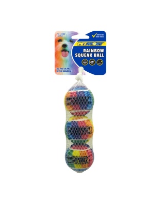Petsport USA Rainbow Squeak Ball Dog Toy 1ea/1.8 in, 3 pk