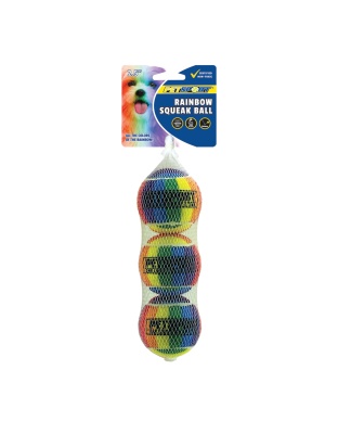 Petsport USA Rainbow Squeak Ball Dog Toy 1ea/2.5 in, 3 pk