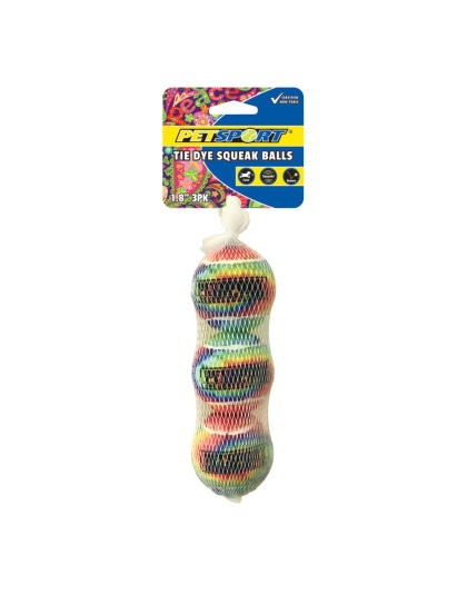 Petsport USA Tie Dye Squeak Ball Dog Toy 1ea/1.8 in, 3 pk