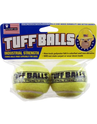 Petsport USA Tuff Ball Dog toy Yellow 1ea/2 pk, 2.5 in