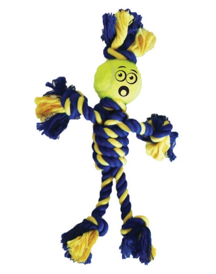 Petsport USA Twisted Chew Mini Rasta Man Dog Toy Blue, Yellow 1ea/1.5 in, Mini