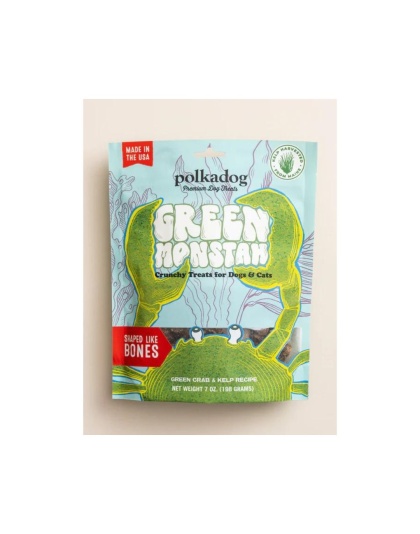 Polka Dog Bakery Dog Green Monstah Bones 7oz. Pouch