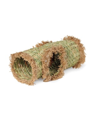 Prevue Pet Products Grass Tunnel Hideaway for Small Animals Natural/Mat Green 1ea/6 in, LG