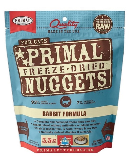 Primal Pet Foods Freeze Dried Food For Cats 5.5oz. Rabbit