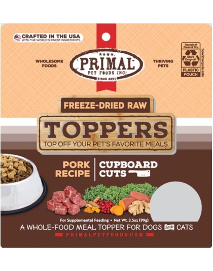 Primal Dog-Cat Fd Raw Topper Cupboard Cuts Pork 3.5oz.