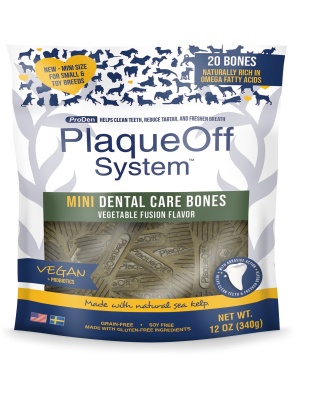 Proden Plaqueoff System Mini Dental Care Bones Vegetable Fusion Flavor Dog Treats; 12oz.