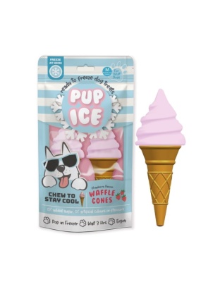 Pup Ice Waffle Cone Strawberry 2 Pk