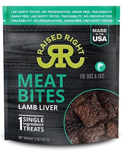 Raised Right Dog Cat Meaty Bites Lamb 5oz. (Case of 6)